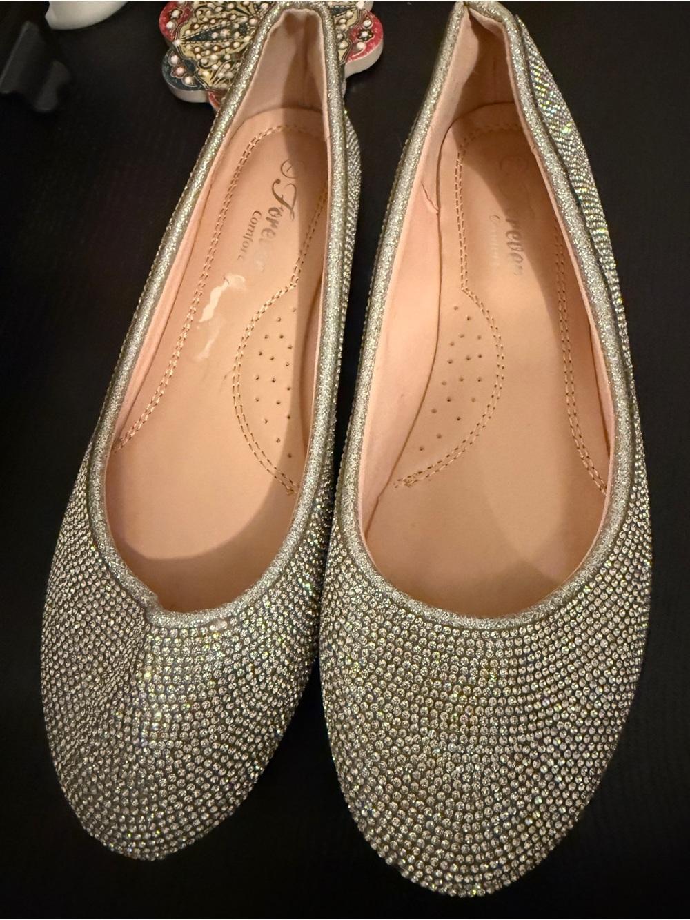 Sparkling Gold Crystal Ballet Flats by J. Reneé